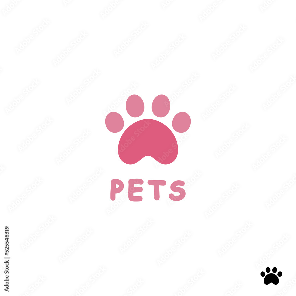 Zoo store logo. Goods for animals symbol. Paw print logo