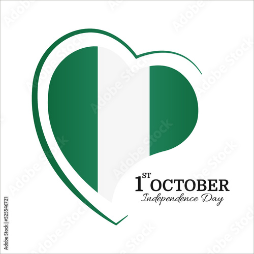 Vector Illustration of  Nigeria Independence Day. Flag of Nigeria in heart shape
