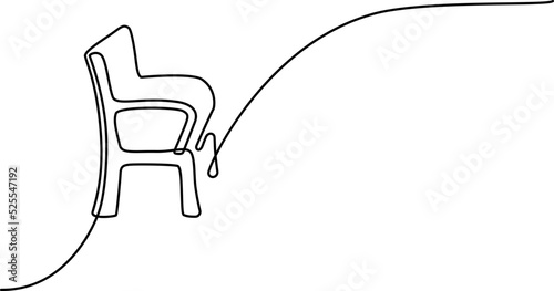Park bench, garden bench. Continuous line drawing. Linear vector illustration, isolated on white background