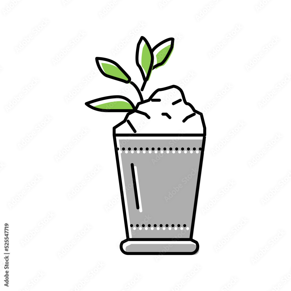 mint julep cocktail glass drink color icon vector illustration - obrazy, fototapety, plakaty 
