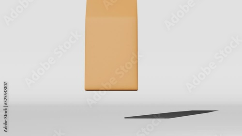 Brown pouch bag coffee bean branding 3D animation. Merchandise standing box bottom pack design. Blank food snack sachet product kraft paper packaging template Shop delivery sale discount demonstration photo