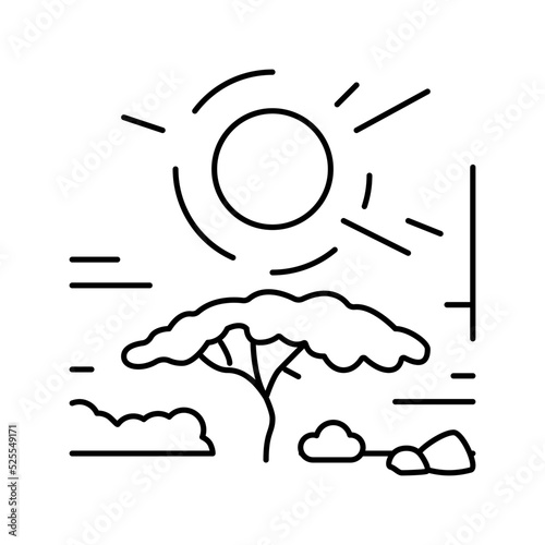 sunset african line icon vector illustration