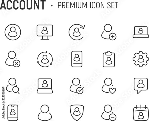 Editable vector pack of account line icons.