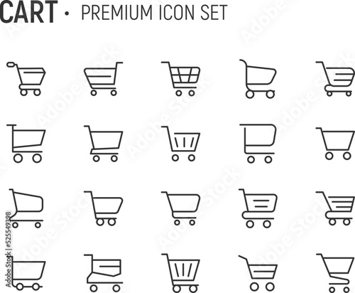 Editable vector pack of cart line icons.