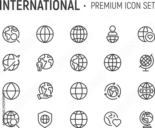 Editable vector pack of internetional line icons.
