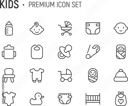 Editable vector pack of kids line icons.