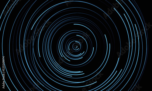 Blue chaotic circles with rotation on black background.