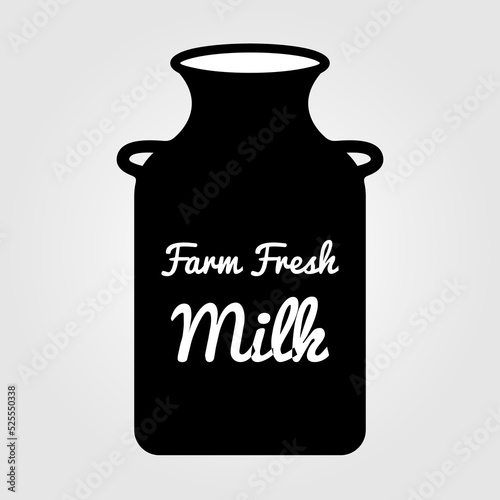 Milk can silhouette with text. Vector illustration