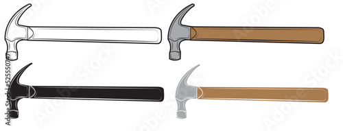 Set of Hammer illustration isolated on white background. Repair tool. Vector illustration