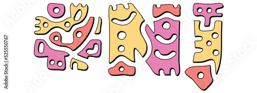 NJ Hashtag. Doodle isolate text. Colored curves decorative doodle letters. Hashtag #NJ is abbreviation for the US American state New Jersey for print, booklet, banner, flyer.