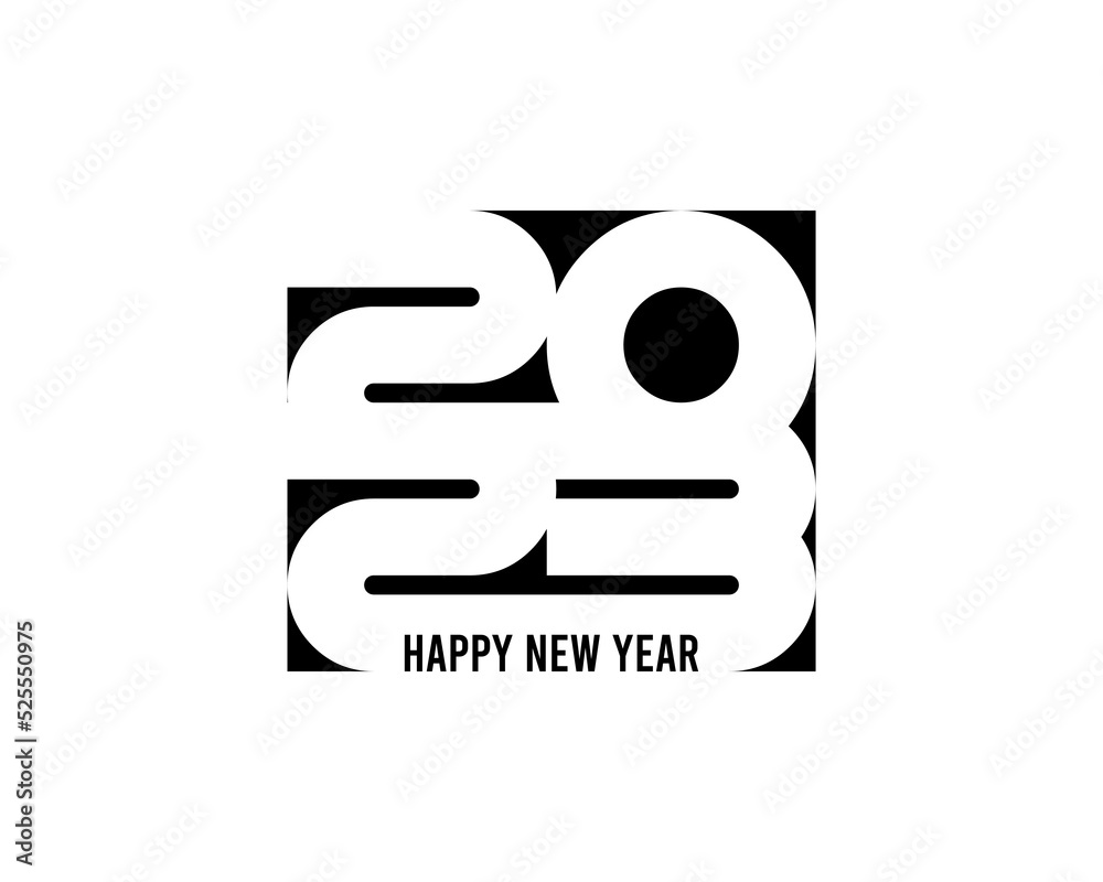 Happy New Year 2023 text design. For 2023 business book cover. Design brochure templates, flyers, cards, banners. Isolated on a white background. Vector illustrations Happy New Year 2023 text design. For 2023 business book cover. Design brochure templates, flyers, cards, banners. Isolated on a white background. Vector illustrations