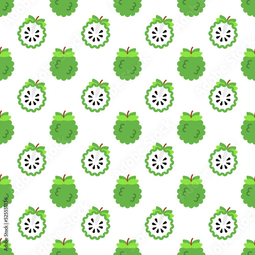 Cartoon custard apple seamless pattern background.