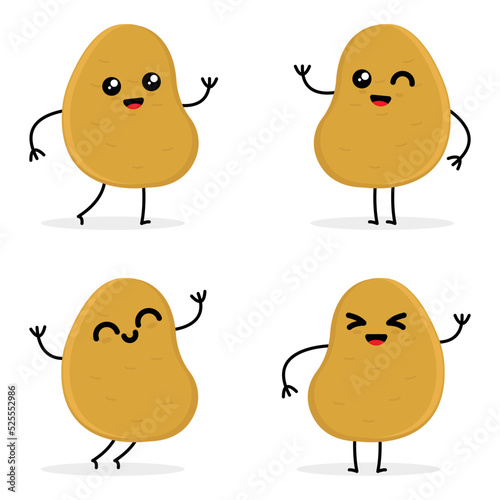 cute potato character cartoon vector illustration set, great for food, vegetables and kids theme