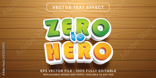 Zero to Hero 3d Vector Text Effect Fully Editable High Quality