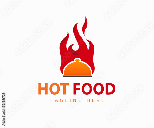Hot food logo design template.  Restaurant logo design