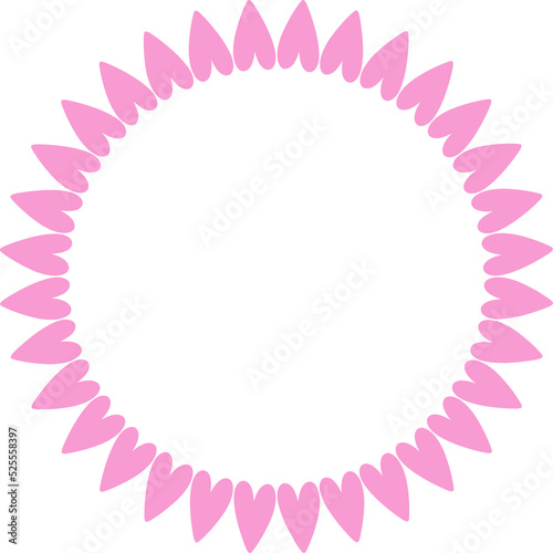 Decorative circle frame with pink hearts