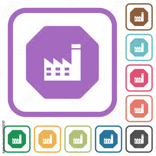 Octagon shaped power plant sanction sign solid simple icons