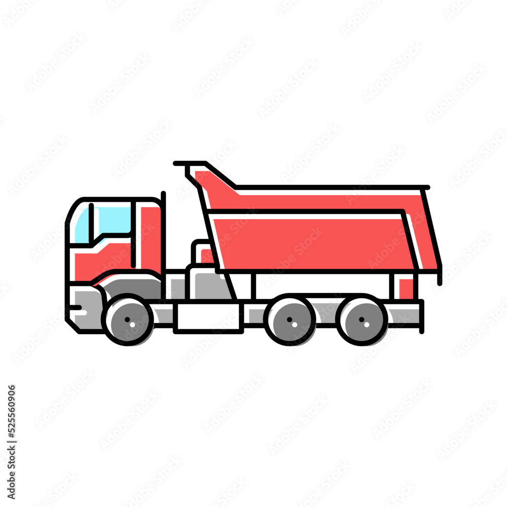 heavy truck construction car vehicle color icon vector illustration