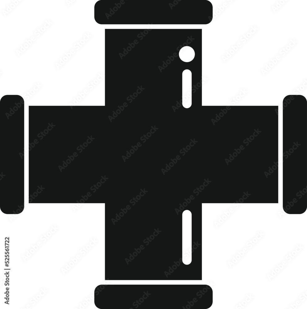 Cross pipe icon simple vector. Water pipeline Cross pipe icon simple vector. Water pipeline