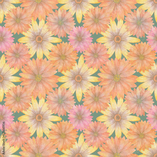 Seamless botanical pattern for design, fabric, wallpaper, print, textile. Watercolor floral ornament in digital processing. Delicate background of flowers. © Sergei