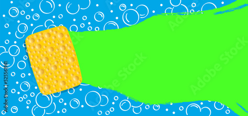 Green chromakey and yellow sponge wiping glass. window cleaning glass service. Windows cleanings tool icon or logo. Cartoon washes vector. Washing, clean or cleanup tools. Video, Chroma key