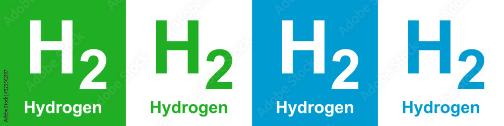 Hydrogen H2 green renewable energy. Blue chemical molecule gas ecology fuel. Hydrogen icon set Hydrogen H2 green renewable energy. Blue chemical molecule gas ecology fuel. Hydrogen icon set