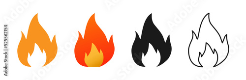 Fire and hot flames icons