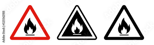 Flammable warning signs vector icons