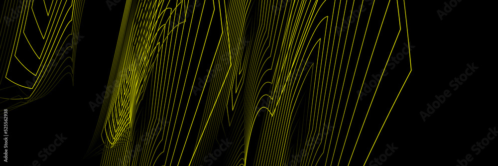 Obraz premium Abstract black background with yellow lines
