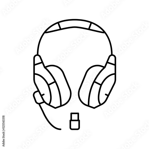 headset wireless video game line icon vector illustration