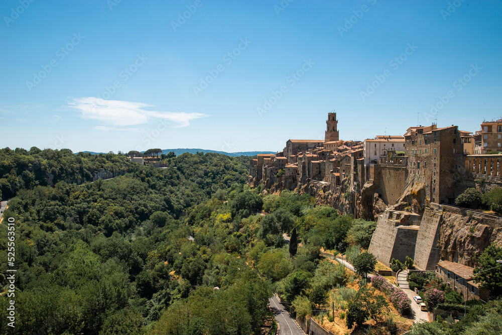 Tuscany, Italy. Panoramic view of the medieval hill town of Pitigliano. Etruscan towns of Tuscany. Towns that have existed for the second millennium. Ancient Pitigliano