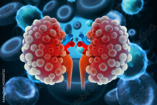 Chronic kidney disease, kidney cancer. 3d illustration photo