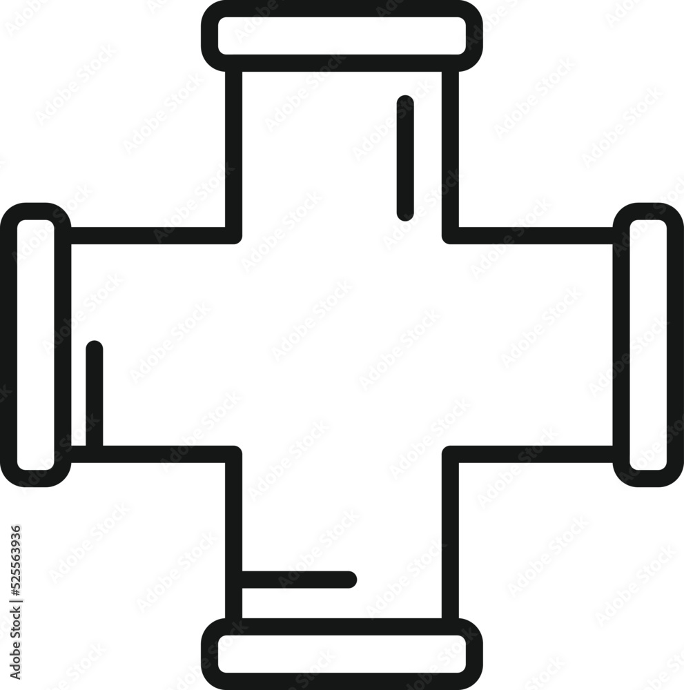 Cross pipe icon outline vector. Water pipeline Cross pipe icon outline vector. Water pipeline