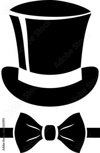 Top hat and bow tie vector icon
