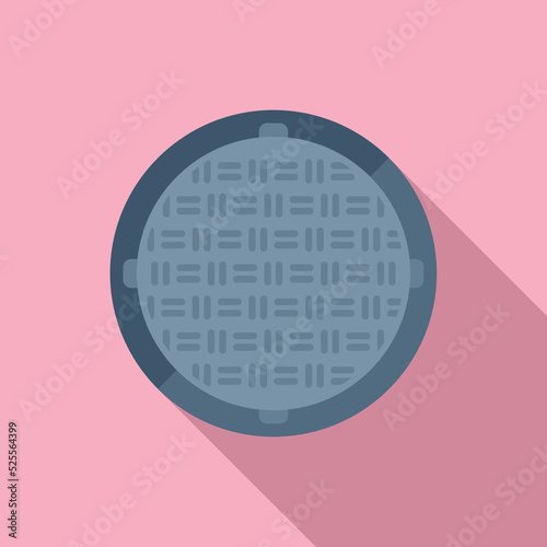 Lid manhole icon flat vector. City road