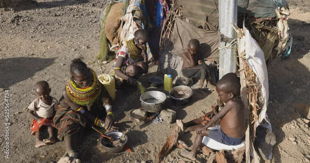 Malnourished children due to extreme poverty, drought and climate ...