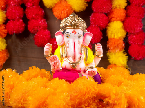 Hindu God Ganesha. Ganesha Idol on beautiful background.