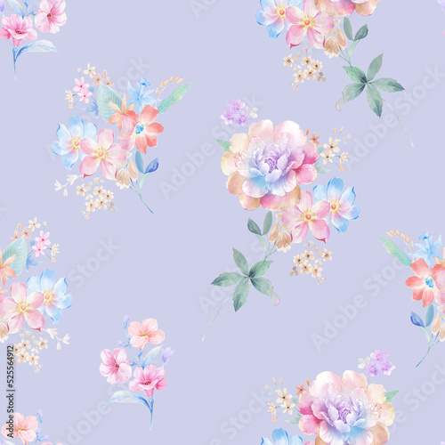  watercolor flowers , suitable for fabric, greeting card, wallpaper, packaging © long