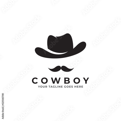 Hat cowboy logo design vector template.