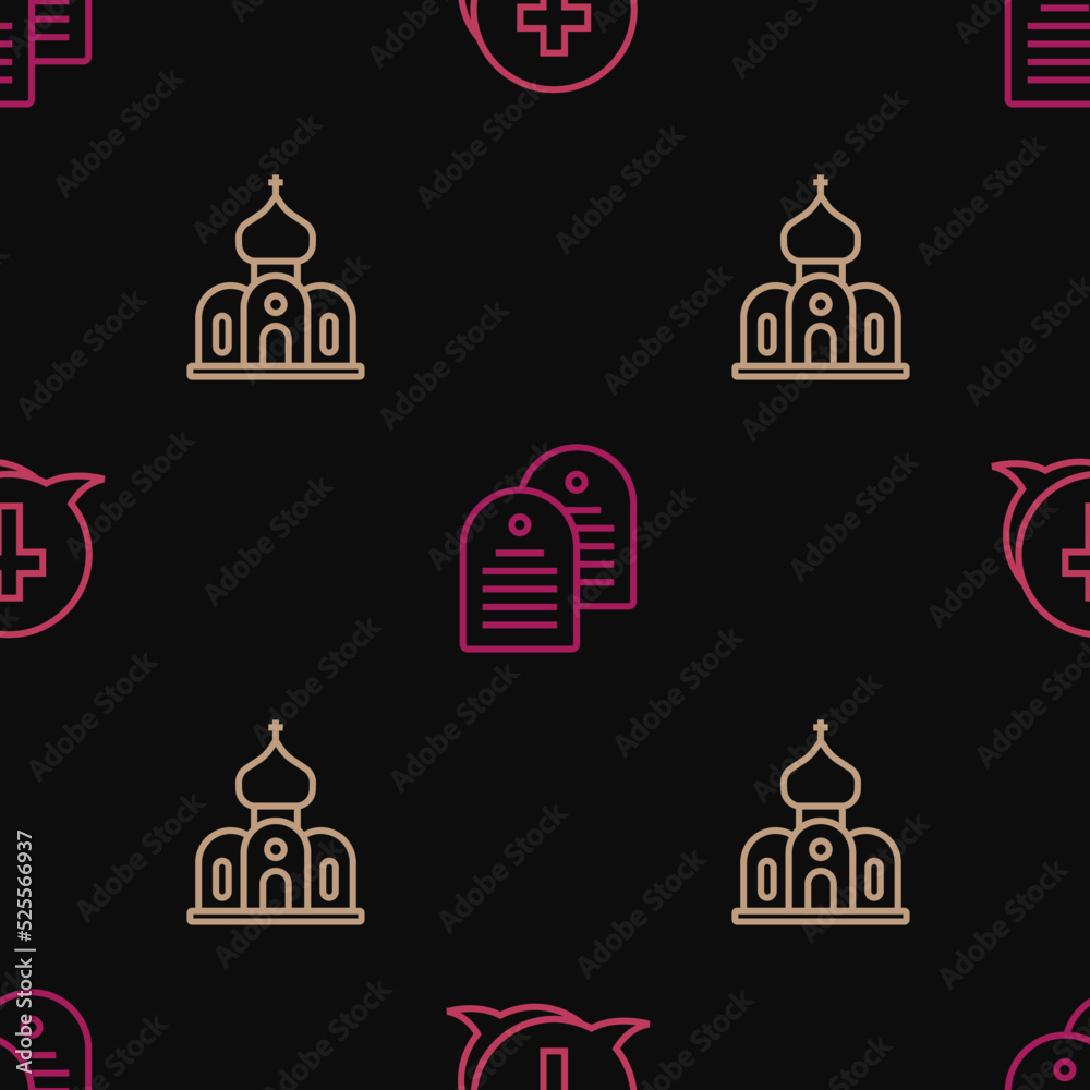 Set line Christian cross, Church building and Holy bible book on seamless pattern. Vector Set line Christian cross, Church building and Holy bible book on seamless pattern. Vector