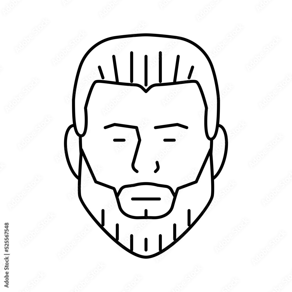 ducktail beard hair style line icon vector illustration