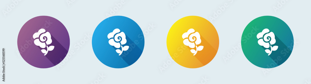 Flower solid icon in flat design style. Rose signs vector illustration. Flower solid icon in flat design style. Rose signs vector illustration.