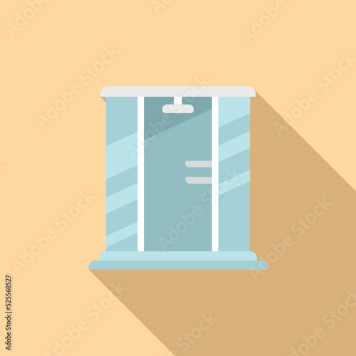 Shower cabin icon flat vector. Glass door