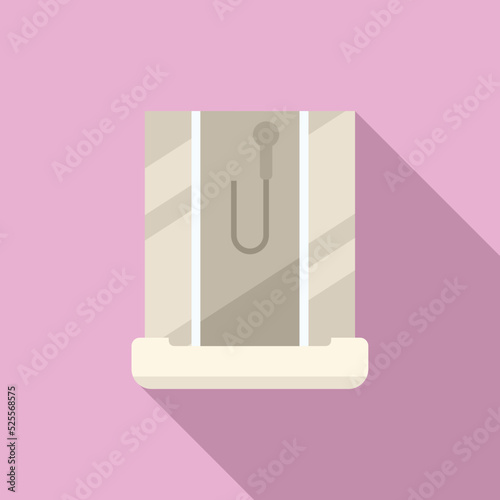 Bathroom shower stall icon flat vector. Glass cabin