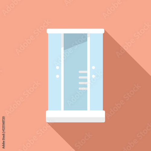 Interior shower cabin icon flat vector. Door glass