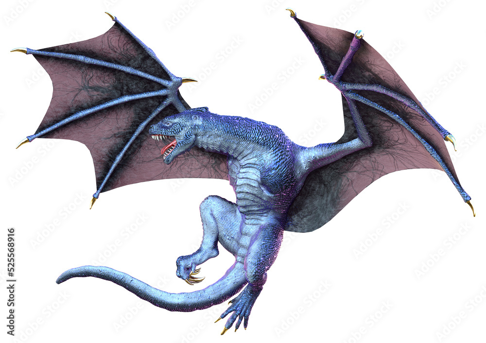 Fototapeta premium 3D Rendering Fairy Tale Dragon on White