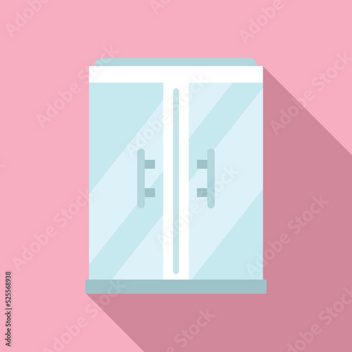 Clean wash cabin icon flat vector. Bath room
