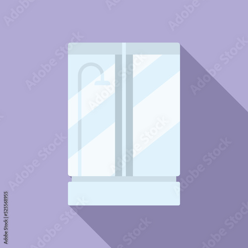 Wall washroom cabin icon flat vector. Shower stall