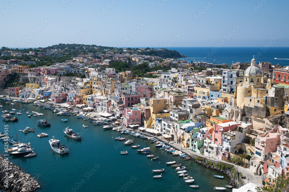 View of old town of Procida island.