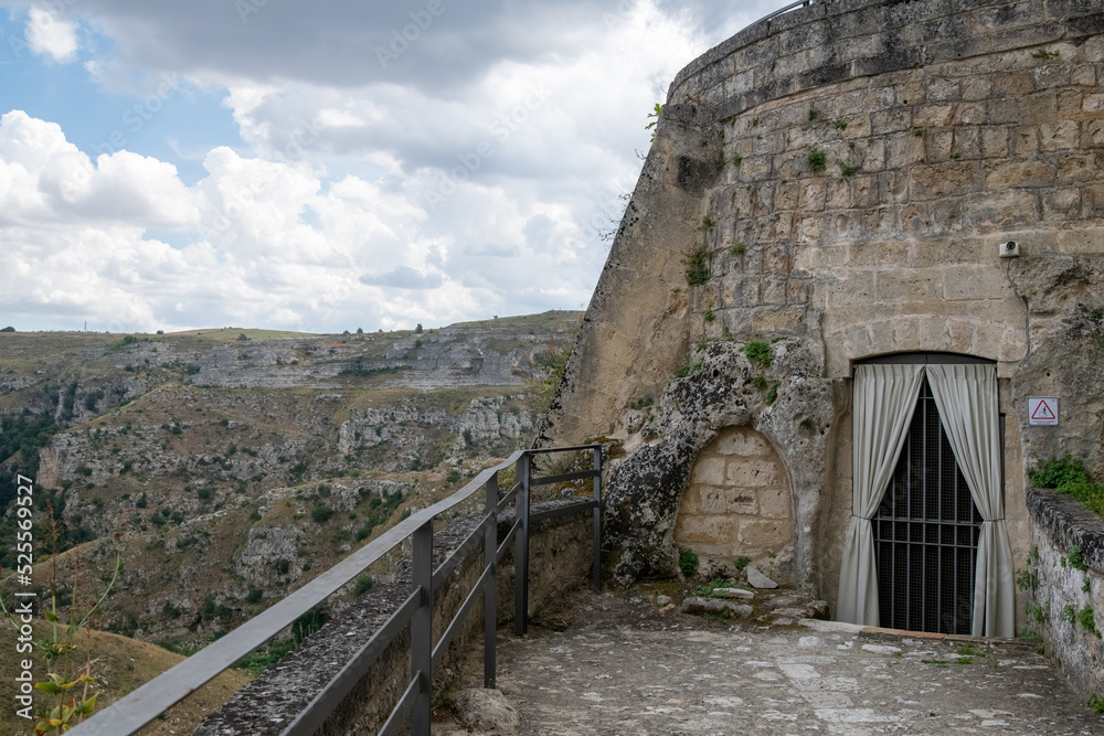 Basilicata, Italy. Streets of old town of Matera (Sassi di Matera). Etruscan towns of Italy. Southern Italy landscape.